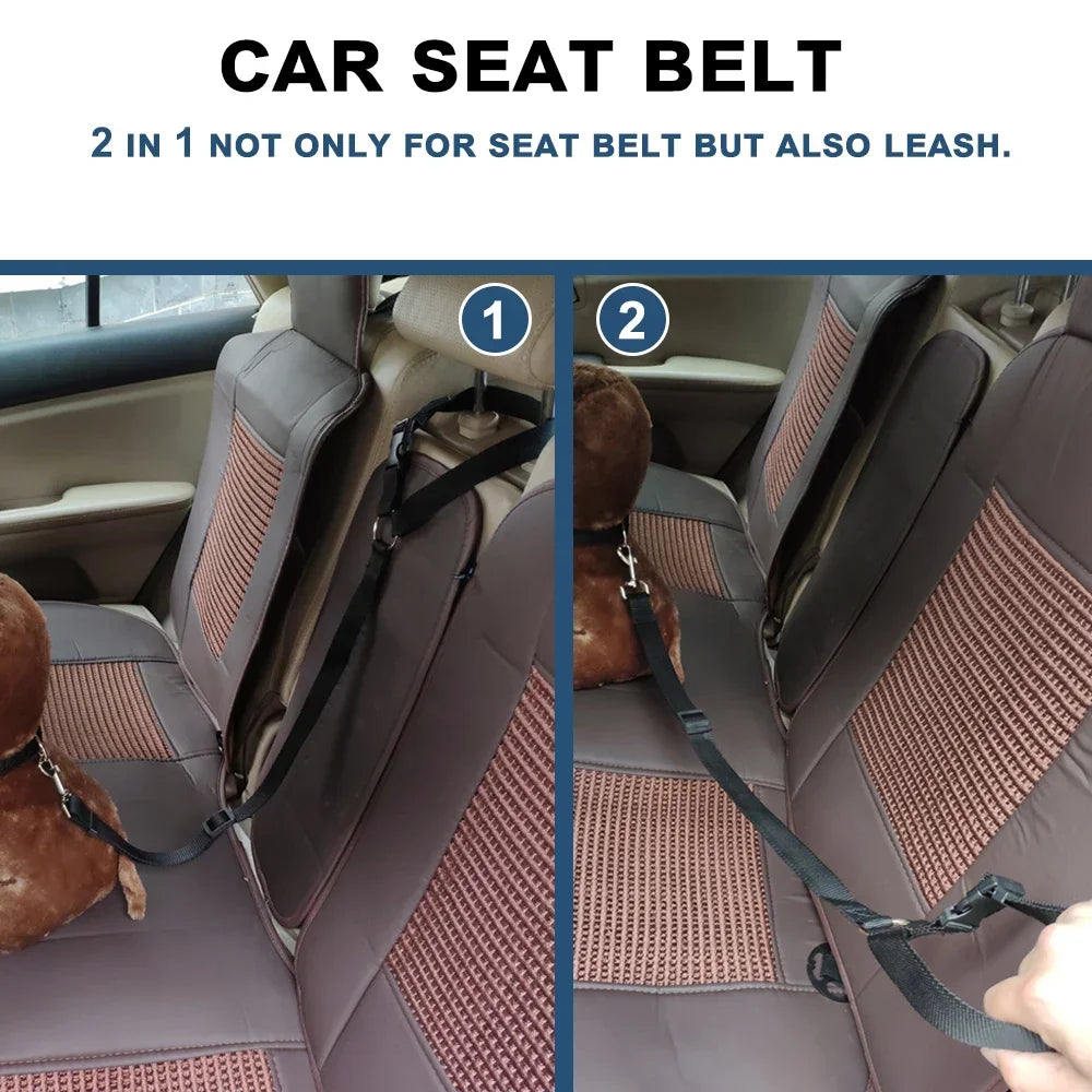Two-In-One Pet Car Seat Belt Nylon Dogs Harness Collar