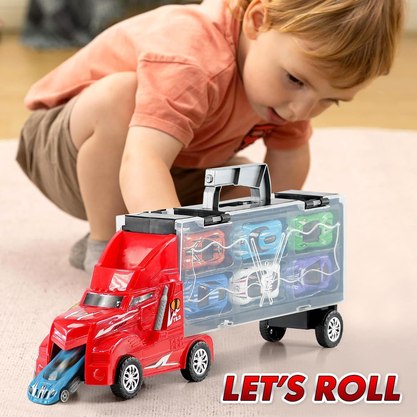Toy Truck Carrier & 6 Mini Cars Play Set Transport Car Toys Lorry Truck Kids Toy