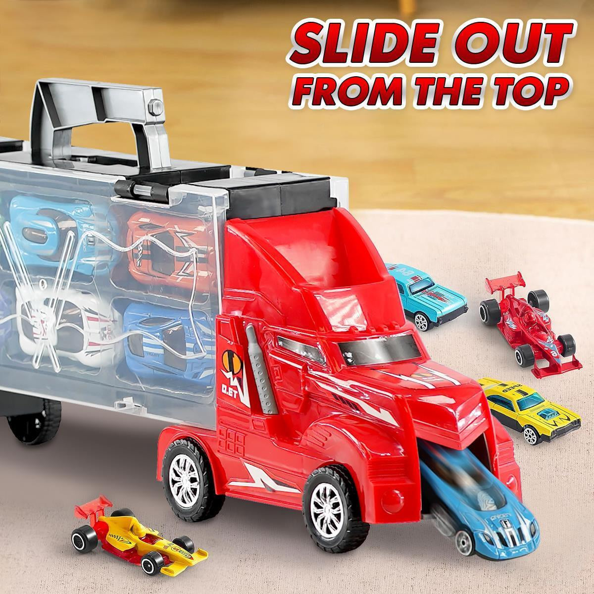 Toy Truck Carrier & 6 Mini Cars Play Set Transport Car Toys Lorry Truck Kids Toy