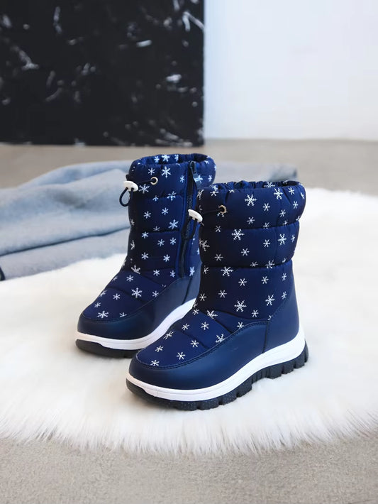 Winter Warm Fur Snow Boots Children Black Furry Shoes Girls Non-Slip Waterproof Kids Footwear Child Sneakers Baby Shoes Pink