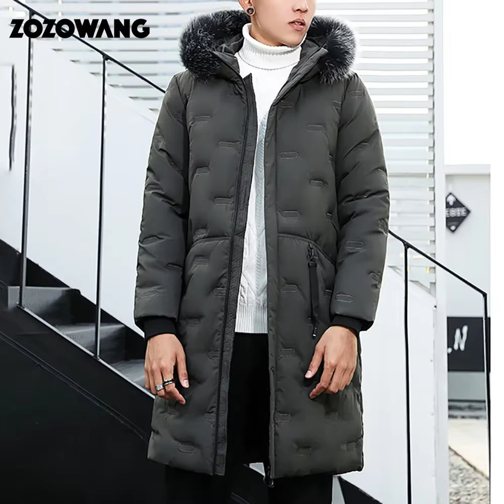 Down Jackets Men Winter Jacket Men Fashion Thick Warm Parkas Fur White Duck down Coats Casual Man Waterproof down Jackets