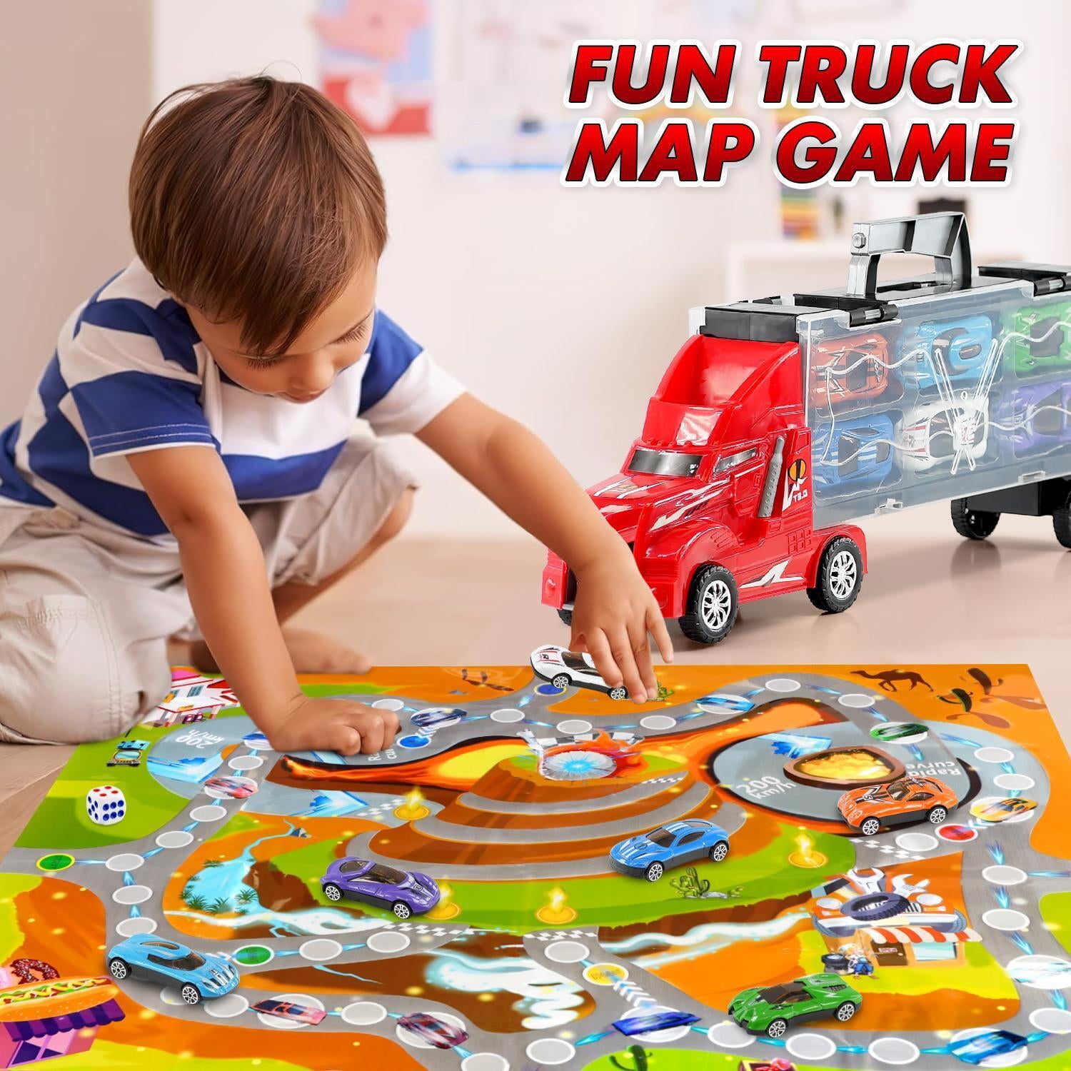 Toy Truck Carrier & 6 Mini Cars Play Set Transport Car Toys Lorry Truck Kids Toy