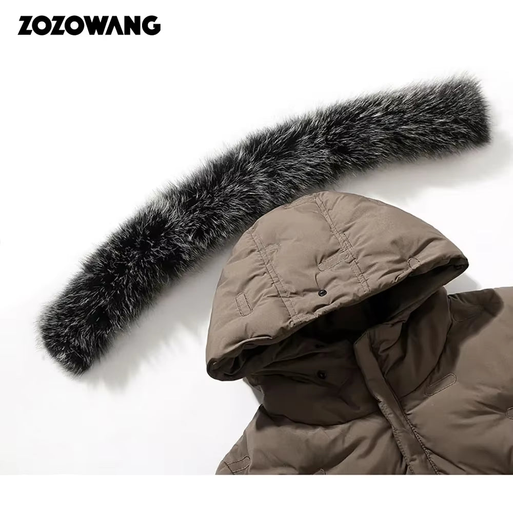 Down Jackets Men Winter Jacket Men Fashion Thick Warm Parkas Fur White Duck down Coats Casual Man Waterproof down Jackets