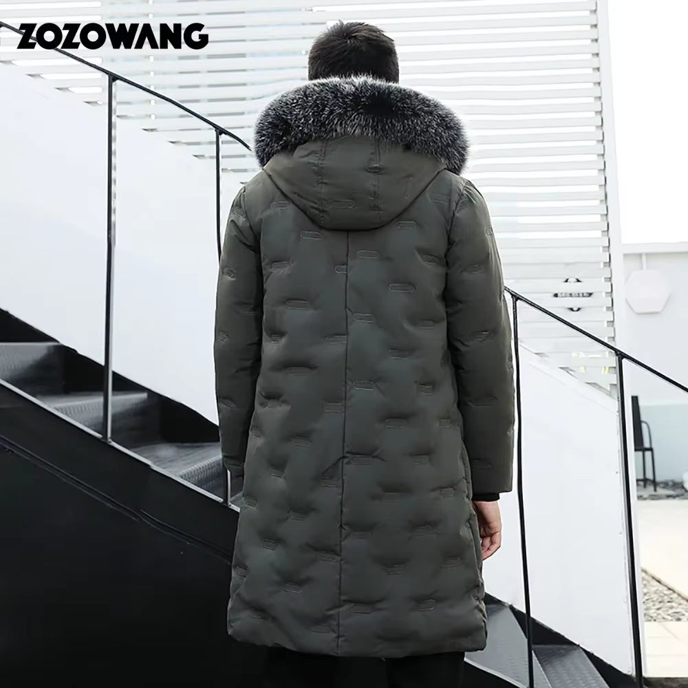 Down Jackets Men Winter Jacket Men Fashion Thick Warm Parkas Fur White Duck down Coats Casual Man Waterproof down Jackets