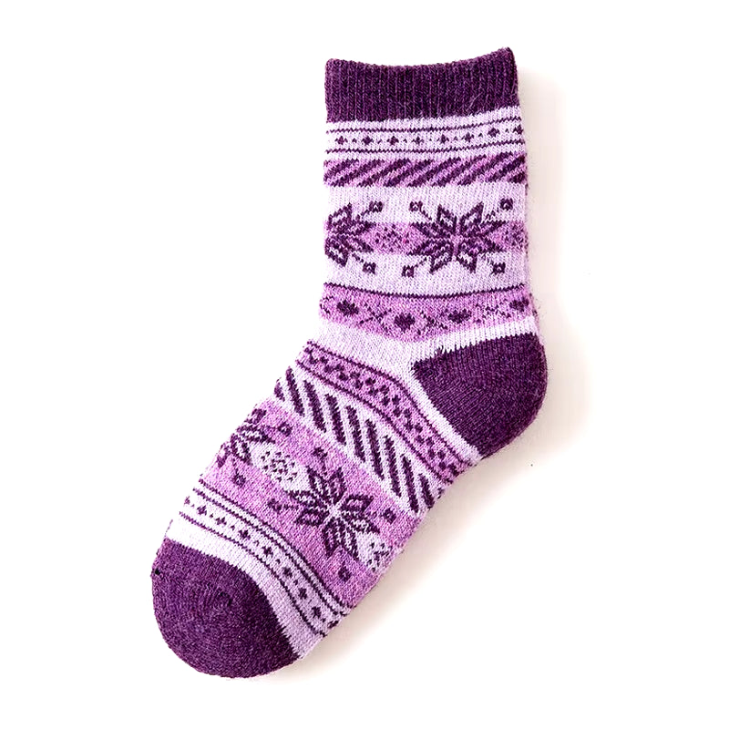 Children Winter Wool Socks Fair Isle Jacquard Weave Pattern Socks for Boys Girls Warm Thick Socks Kids Christmas Footwear Baby