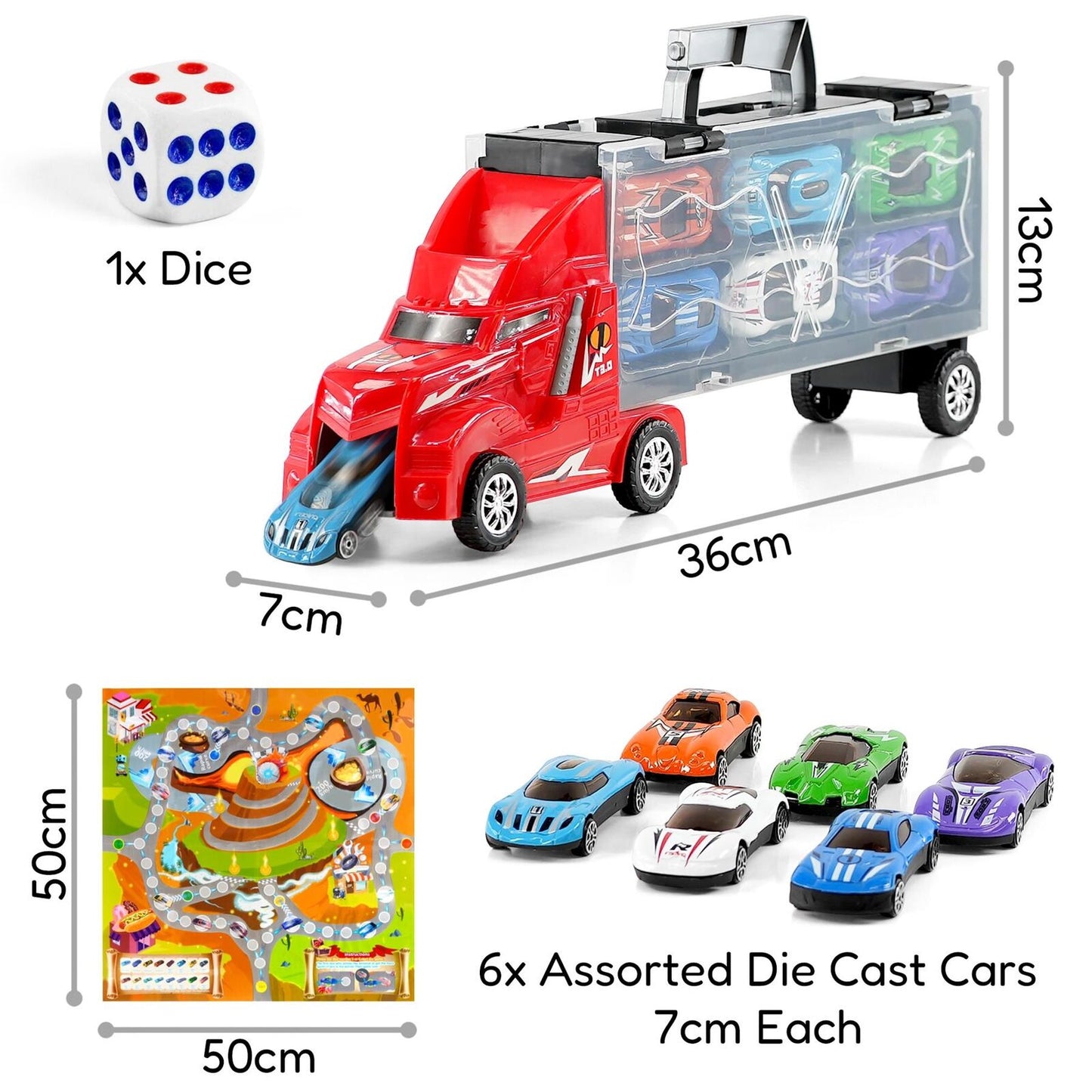 Toy Truck Carrier & 6 Mini Cars Play Set Transport Car Toys Lorry Truck Kids Toy